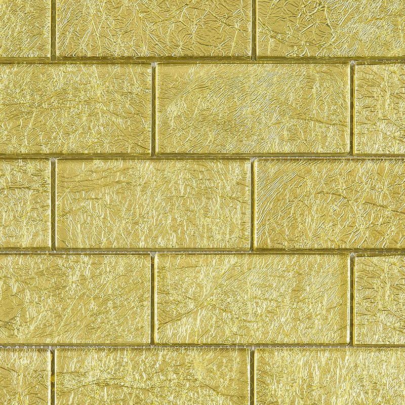 TGKG-01 Gold 2x4 Glass Mosaic Tile Sheet Subway Tile -Kitchen and Bath backsplash Wall Tile