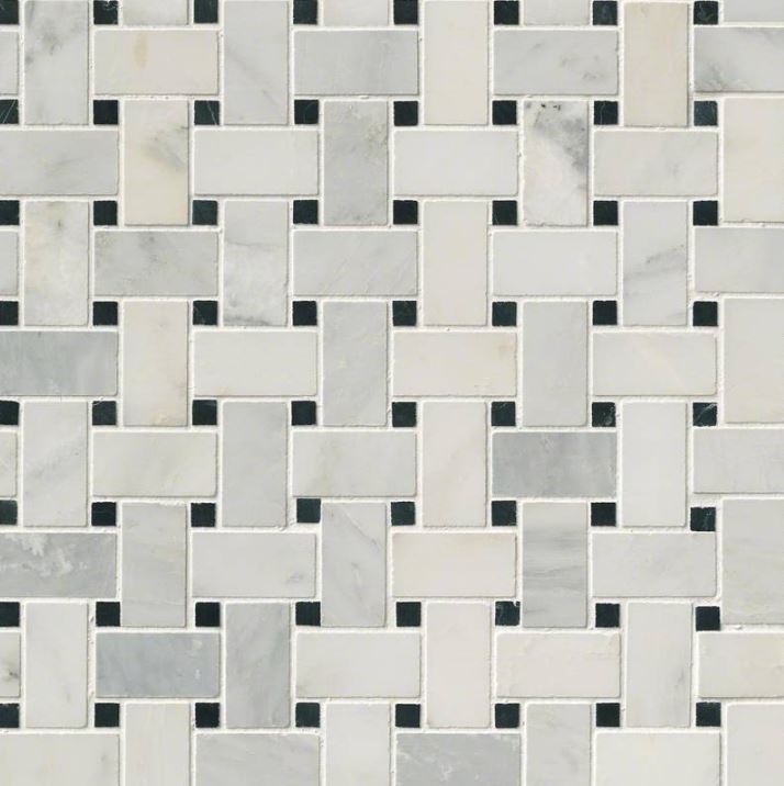 MSI Greecian White Greecian White Basketweave 12 in. x 12 in. Polished Marble Floor and Wall Tile