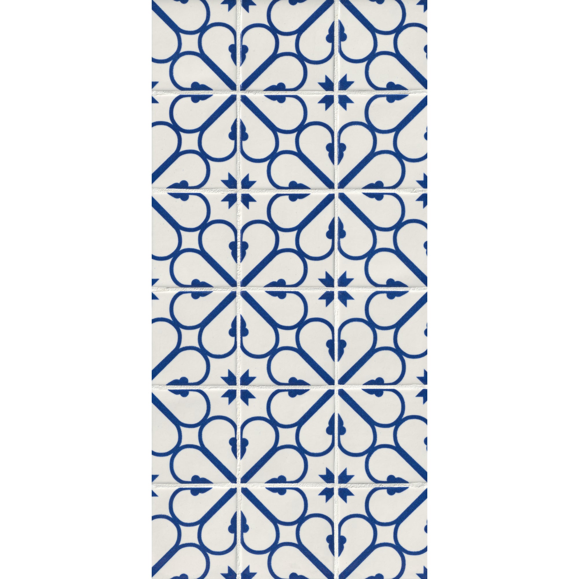 Ancient Greek Heart Blue and White Handmade Porcelain 4x4 Wall Tile Glossy for Kitchen backsplash, Bathroom Shower, Accent Wall, Countertop, Fireplace, Made in Italy