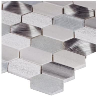 Harlow Picket 12 in. x 12 in. x 8 mm Glass Metal Stone Mesh-Mounted Mosaic Wall Tile