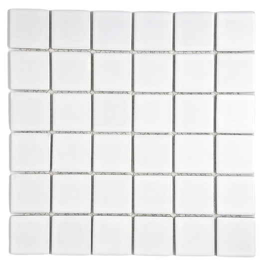 Tenedos Matte Finish Square 2x2 Porcelain Mosaic Wall Floor Tile on Mesh Mount for Kitchen Backsplashes, Bathroom Shower Floor, Spa, Pool (Box of 10 Sheets)