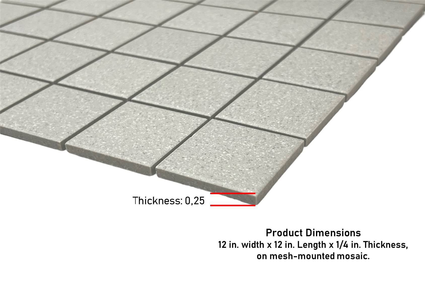 Grey Speckled Unglazed Porcelain Mosaic Square 2x2 Inch Porcelain Floor Wall Tile Backsplash Designed in Italy (Box of 5 sq. ft.)