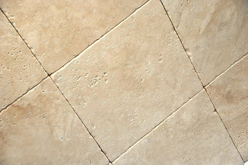 Light, Ivory, White, Chiaro Tumbled Travertine 1 SQFT (12x12 TILE)