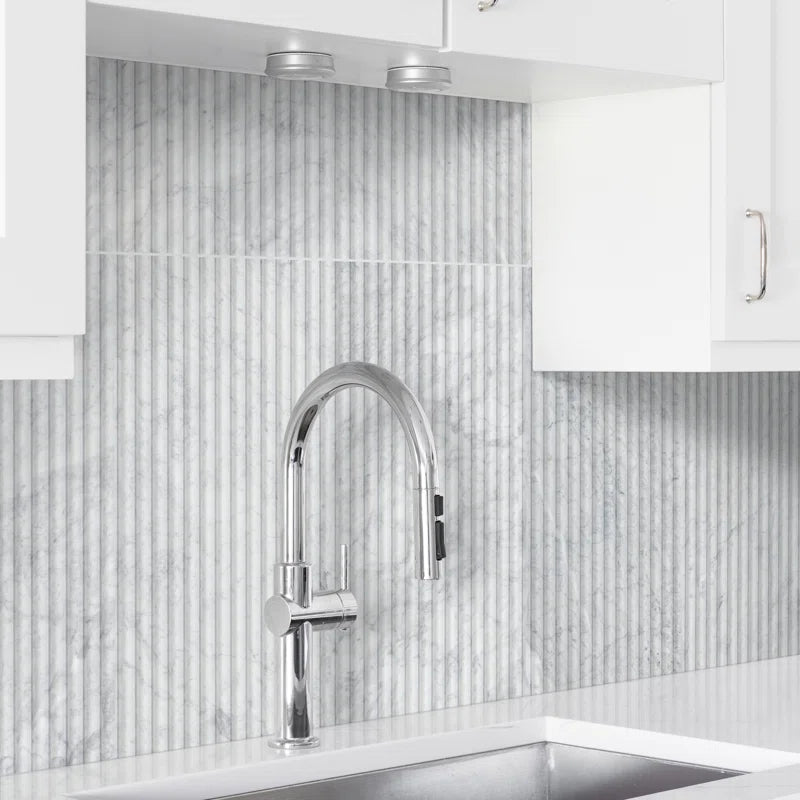 Arabescato Venato Milano Ribbo 12 in. x 24 in. Honed Fluted Marble Wall Tile by MSI (50 cases/200 sq. ft. / pallet)