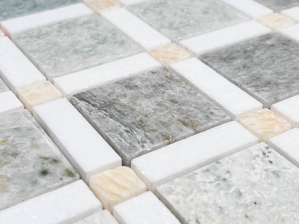 Ming Green, Thassos White, Honey Onyx Mosaic Bathroom Kitchen Backsplash Wall Tile