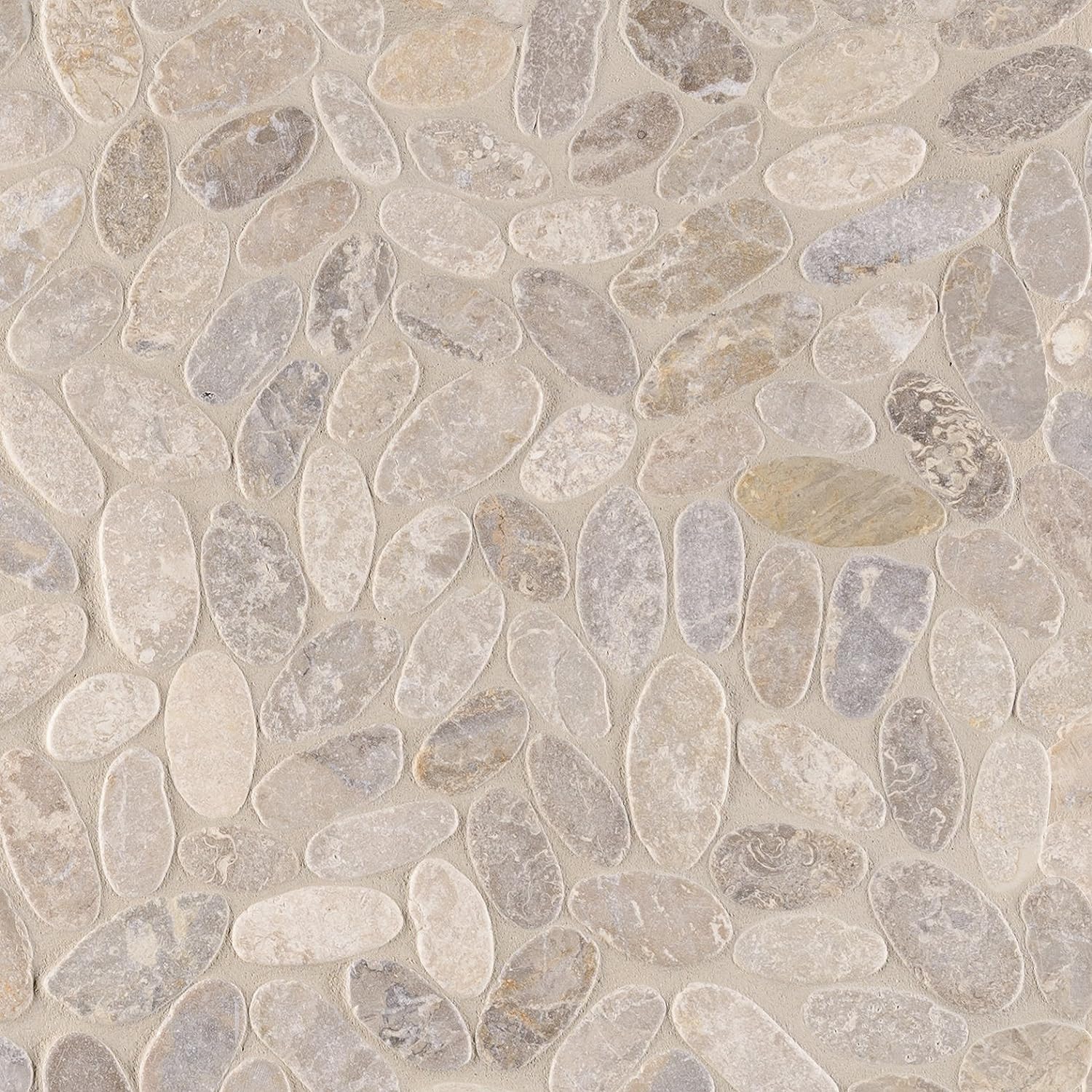 MS International Slice Tumbled Pebble PEB-ASH Mesh-Mounted Floor Wall Tile 11.81 x 11.81 in. x 10 mm Mosaic (Box of 10 Sheets)