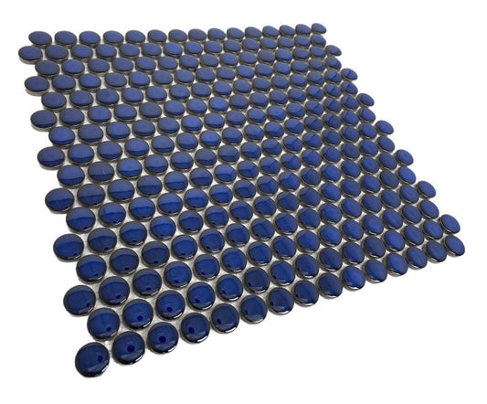 Penny Blue Eye 12 1/4 x 12 Inch Porcelain Mosaic Floor & Wall Tile (10 Pcs/10.2 Sq. Ft. Per Case)