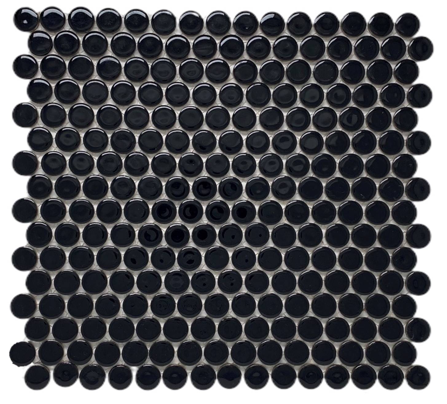Penny Round Tile Black Porcelain Mosaic Shiny Look (Box of 5.1 Sq Ft)