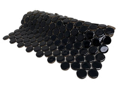 Penny Round Tile Black Porcelain Mosaic Shiny Look (Box of 5.1 Sq Ft)