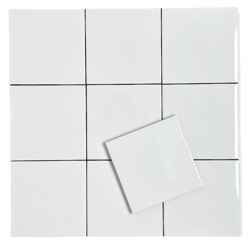 4 in Ceramic Tile 4.25 inch Gloss (Shinny) 4 1/4" Box of 10 Piece for Bathroom Wall and Kitchen Backsplash (White) by Tenedos