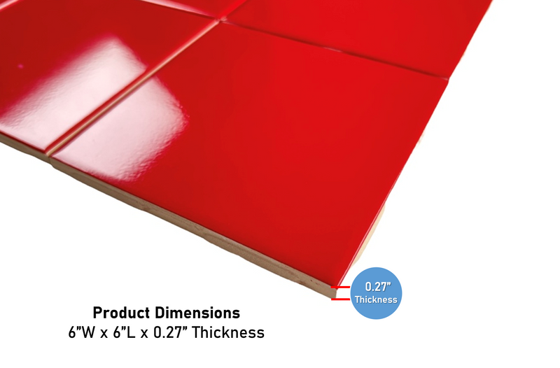 6 in Ceramic Tile Gloss 6x6 Box of 8 Piece for Bathroom Wall and Kitchen Backsplash by Tenedos