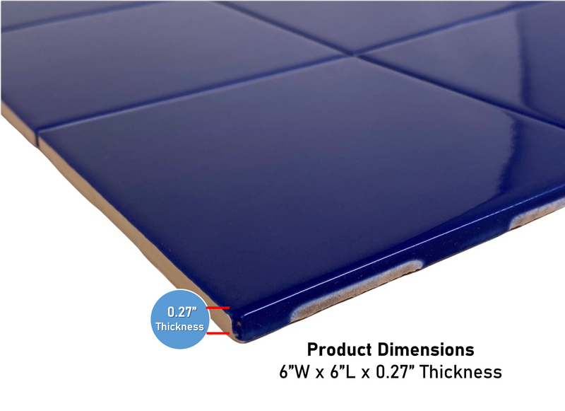 6 in Ceramic Tile Gloss 6x6 Box of 8 Piece for Bathroom Wall and Kitchen Backsplash by Tenedos