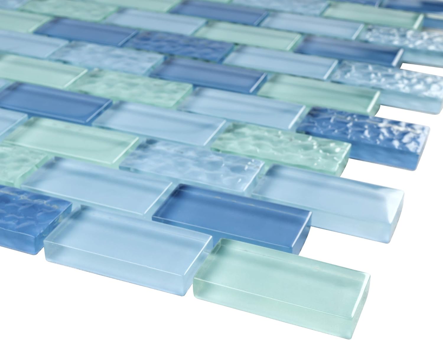 TRCEG-01 Blue 1x2 Brick Glass Mosaic Tile backsplash Wall Tile