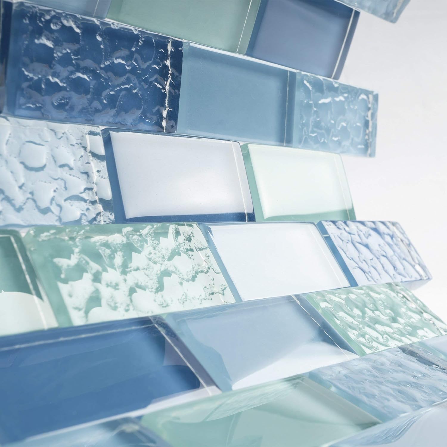 TRCEG-01 Blue 1x2 Brick Glass Mosaic Tile backsplash Wall Tile
