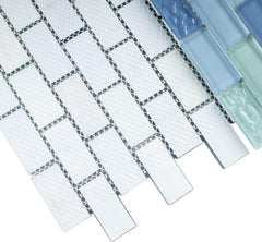 TRCEG-01 Blue 1x2 Brick Glass Mosaic Tile backsplash Wall Tile