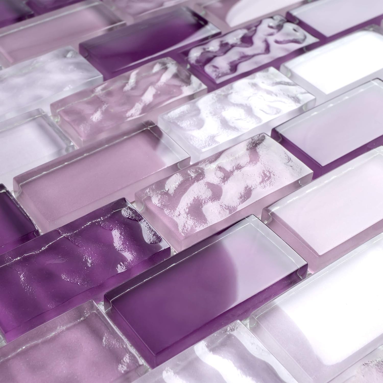 TRCEG-03 1x2 Brick Purple Glass Mosaic Tile Subway Tile Sheet-Kitchen and Bath backsplash Wall Tile