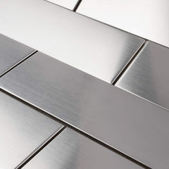 Modern Stainless Steel Subway Metal Mosaic - 2x6 Brick Design for Backsplash & Accent Walls (1 Sheet)