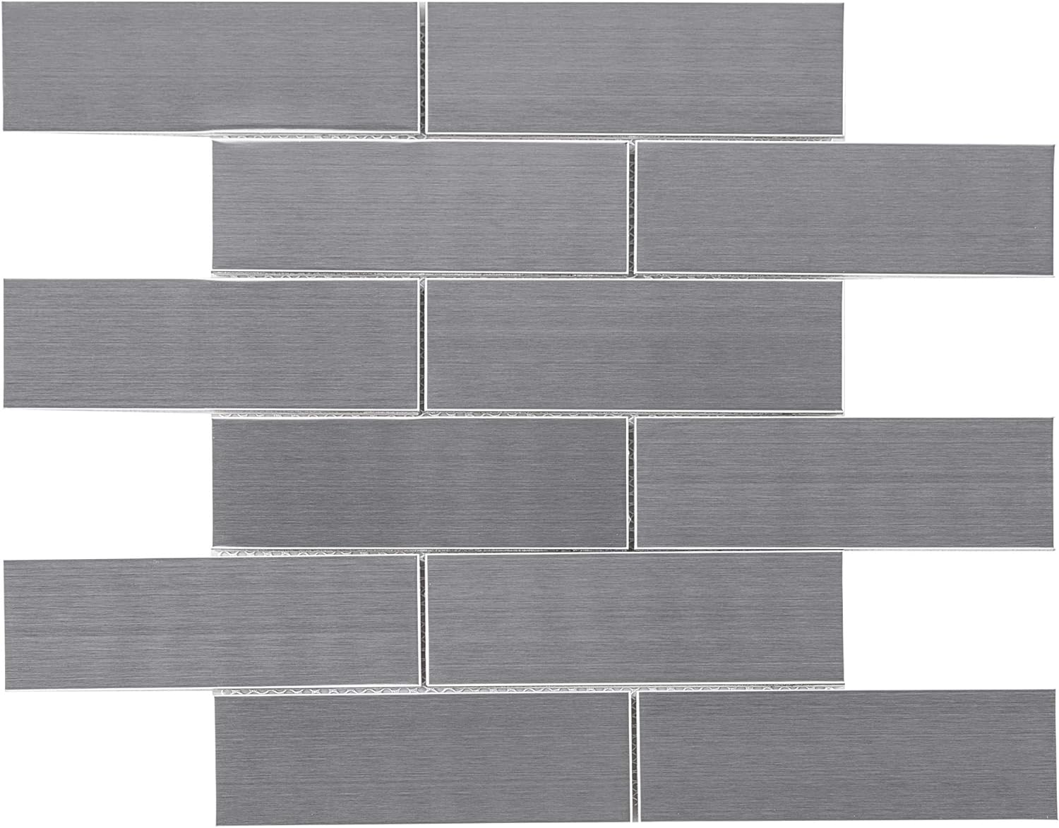 TSSLG-02 2" x 6" Stainless Steel Brick Subway Metal Mosaic Wall Tile Backsplash in Silver