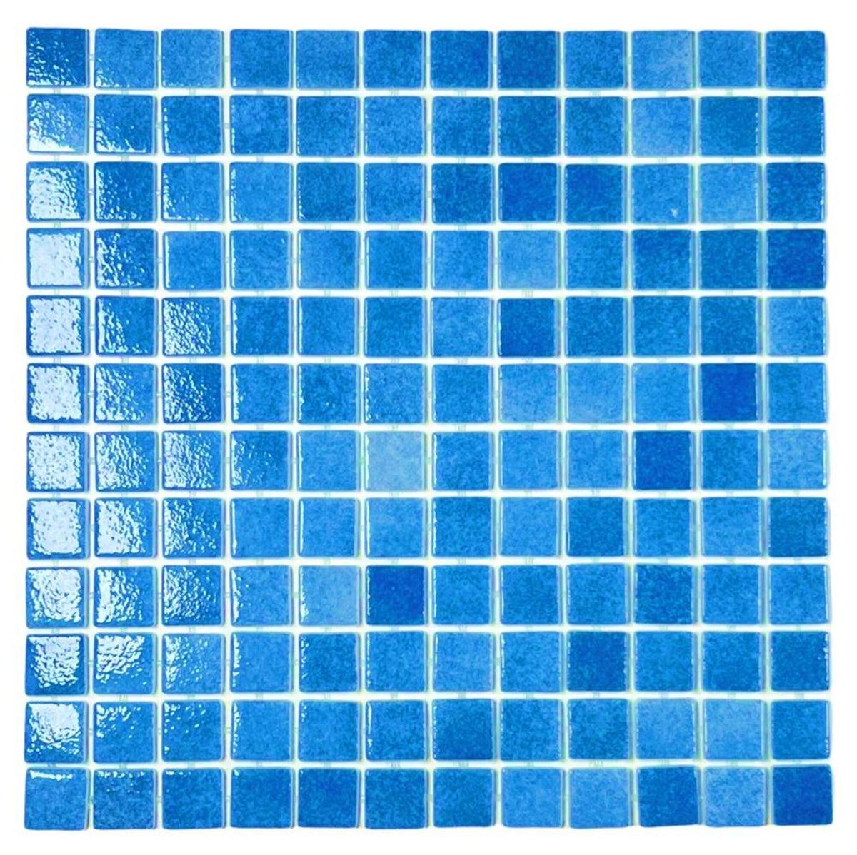 Tenedos Capri Blue Recycled Glass Mosaic Wall Floor Tile Square 7/8 Inch Pattern, Swimming