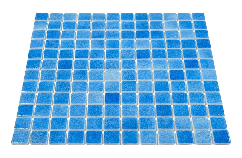 Tenedos Capri Blue Recycled Glass Mosaic Wall Floor Tile Square 7/8 Inch Pattern for Kitchen Backsplash, Swimming Pool Tile, Bathroom Wall, Accent Wall