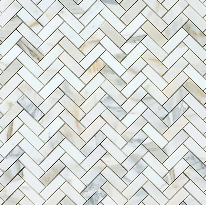 Calacatta Gold 1x3 Herringbone Marble Mosaic Polished 1 piece