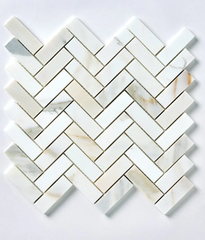 Calacatta Gold 1x3 Herringbone Marble Mosaic Polished 1 piece