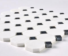 Bianco Dolomite Octagon with Black Dots Mosaic Polished HTC 1 piece