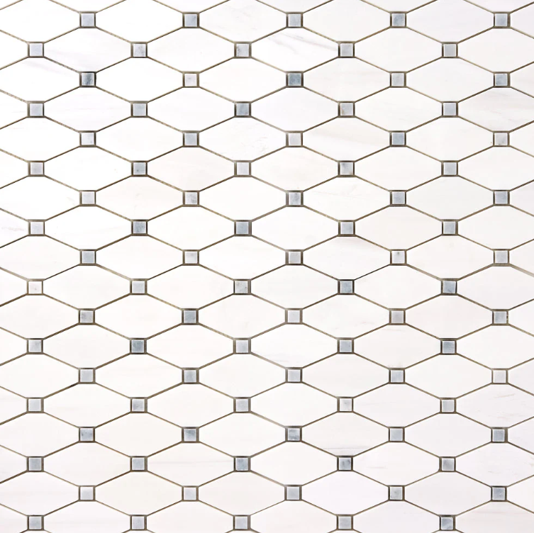 Bianco Dolomite Octave with Gray Dots Mosaic Polished HTC - 1 piece