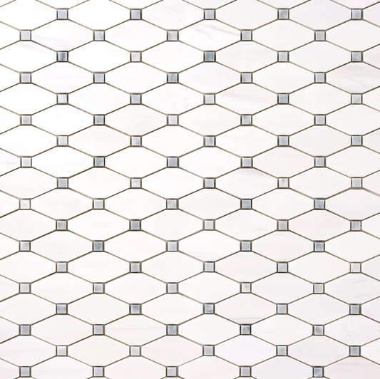 Bianco Dolomite Octave with Gray Dots Mosaic Honed HTC 1 piece