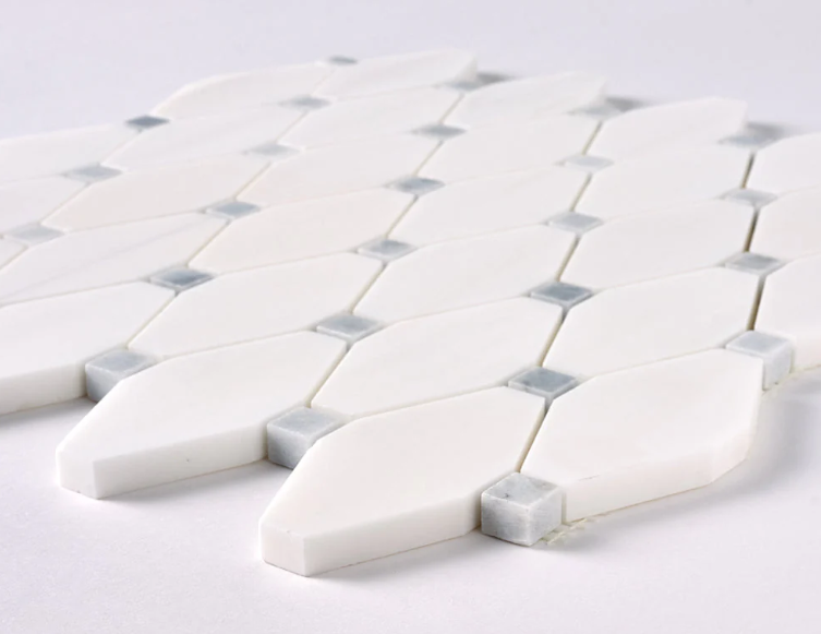 Bianco Dolomite Octave with Gray Dots Mosaic Polished HTC - 1 piece