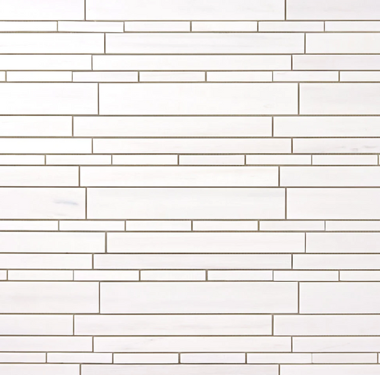 Bianco Dolomite Random Strip Mosaic HONED HTC 1 piece