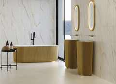 URBANSLAT MARMIRO GOLD  16 in. x 48 in. Matte Ceramic Fluted Wall Tile (15.5 sq. ft./Case)