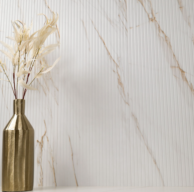 URBANSLAT MARMIRO GOLD  16 in. x 48 in. Matte Ceramic Fluted Wall Tile (15.5 sq. ft./Case)