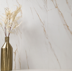 URBANSLAT MARMIRO GOLD  16 in. x 48 in. Matte Ceramic Fluted Wall Tile (15.5 sq. ft./Case)
