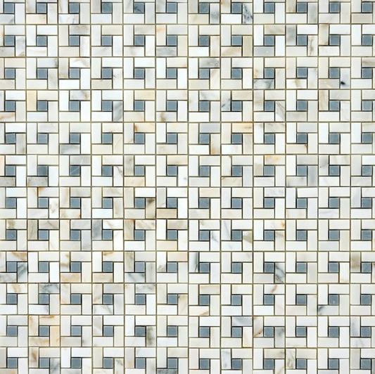 Calacatta Gold & Gray Pinwheel Marble Mosaic Polished