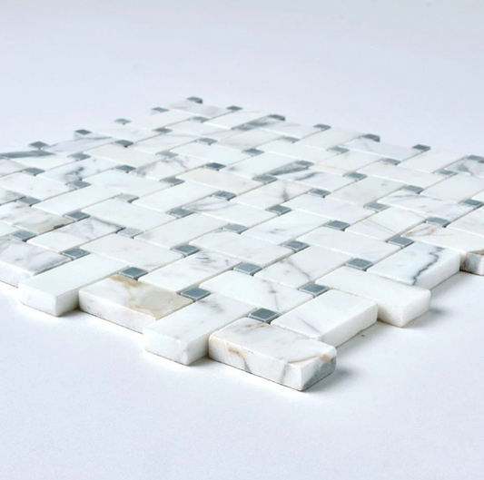 Calacatta Grigio Basketweave Mosaic Honed-1sqft