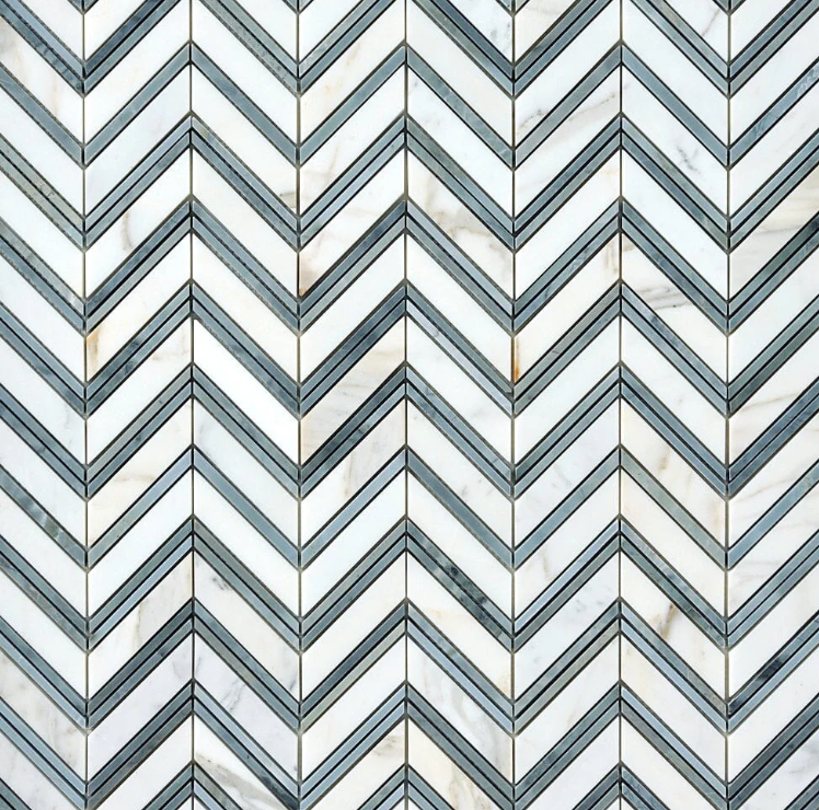 Calacatta Grigio Grand Chevron Marble Mosaic Honed- 1 piece