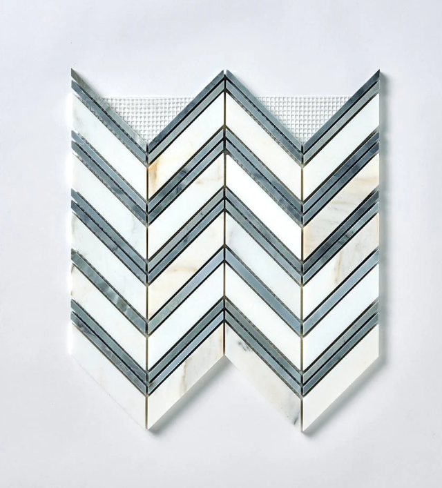 Calacatta Grigio Grand Chevron Marble Mosaic Honed- 1 piece
