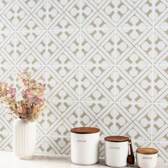 Magnolia 8 in. x 8 in. Matte Porcelain Encaustic Floor and Wall Tile (5.16 sq. ft./Case) HTC