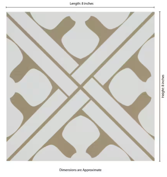 Magnolia 8 in. x 8 in. Matte Porcelain Encaustic Floor and Wall Tile (5.16 sq. ft./Case) HTC
