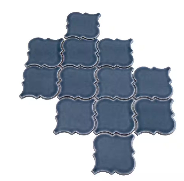 Bay Blue Arabesque 11 in. x 15 in. Glossy Ceramic Mesh-Mounted Mosaic Wall Tile by MSI (11.7 sq. ft./Case)