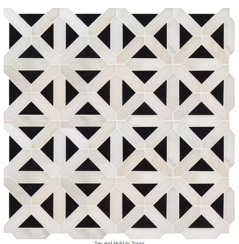 Calacatta Gold Italian Marble with Nero Marquina Black Triangles Geometrica Mosaic Tile Polished (Glossy)