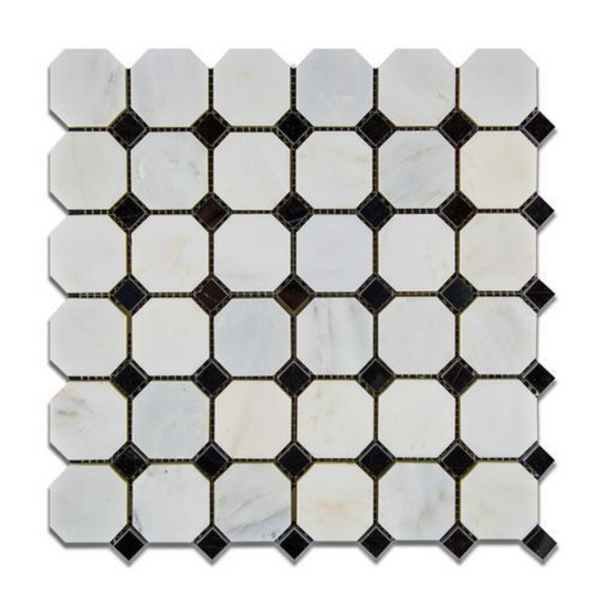 Calacatta Cressa (Asian Statuary) Octagon with Black Polished HTC-1 sqft