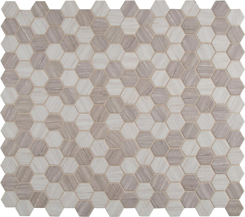 MS International GLS-SILVA6MM Mesh-Mounted Pebble Mosaic 12.75 in. x 11.02 in. x 6 mm  (Box of 15 Sheets)
