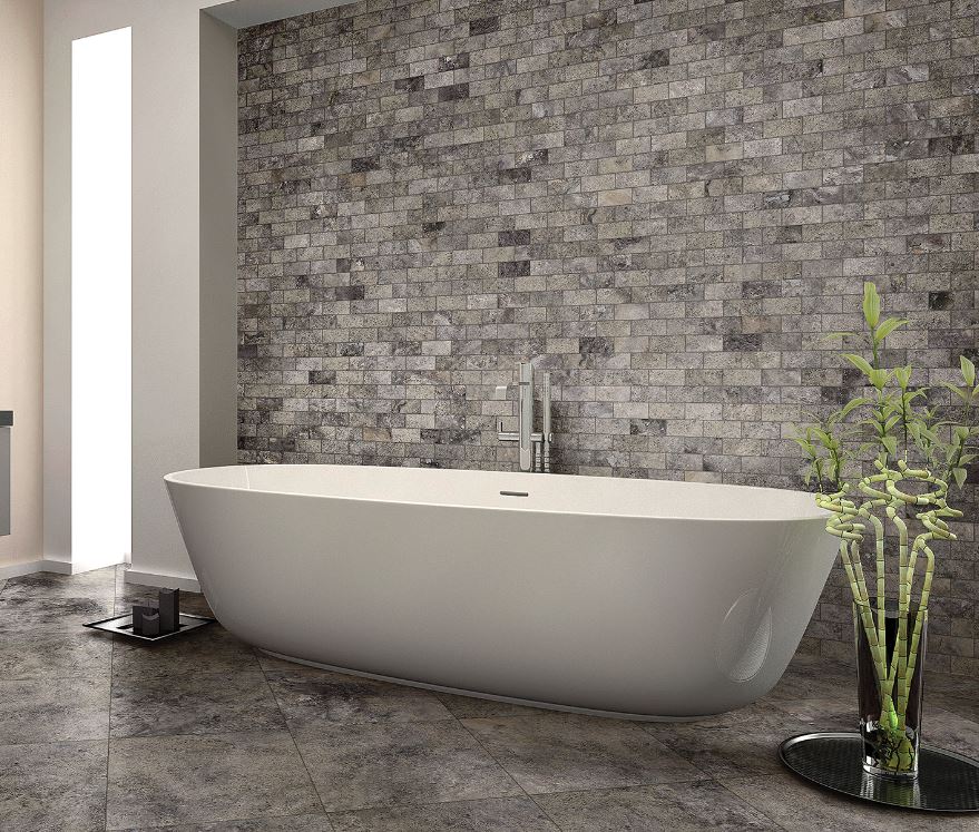 Silver Travertine Stone 2x4 Brick Honed Beveled Wall Floor Tile for Fireplace, Pool Tile, Kitchen Backsplash, Bathroom Wall (Box of 10 sq.ft)