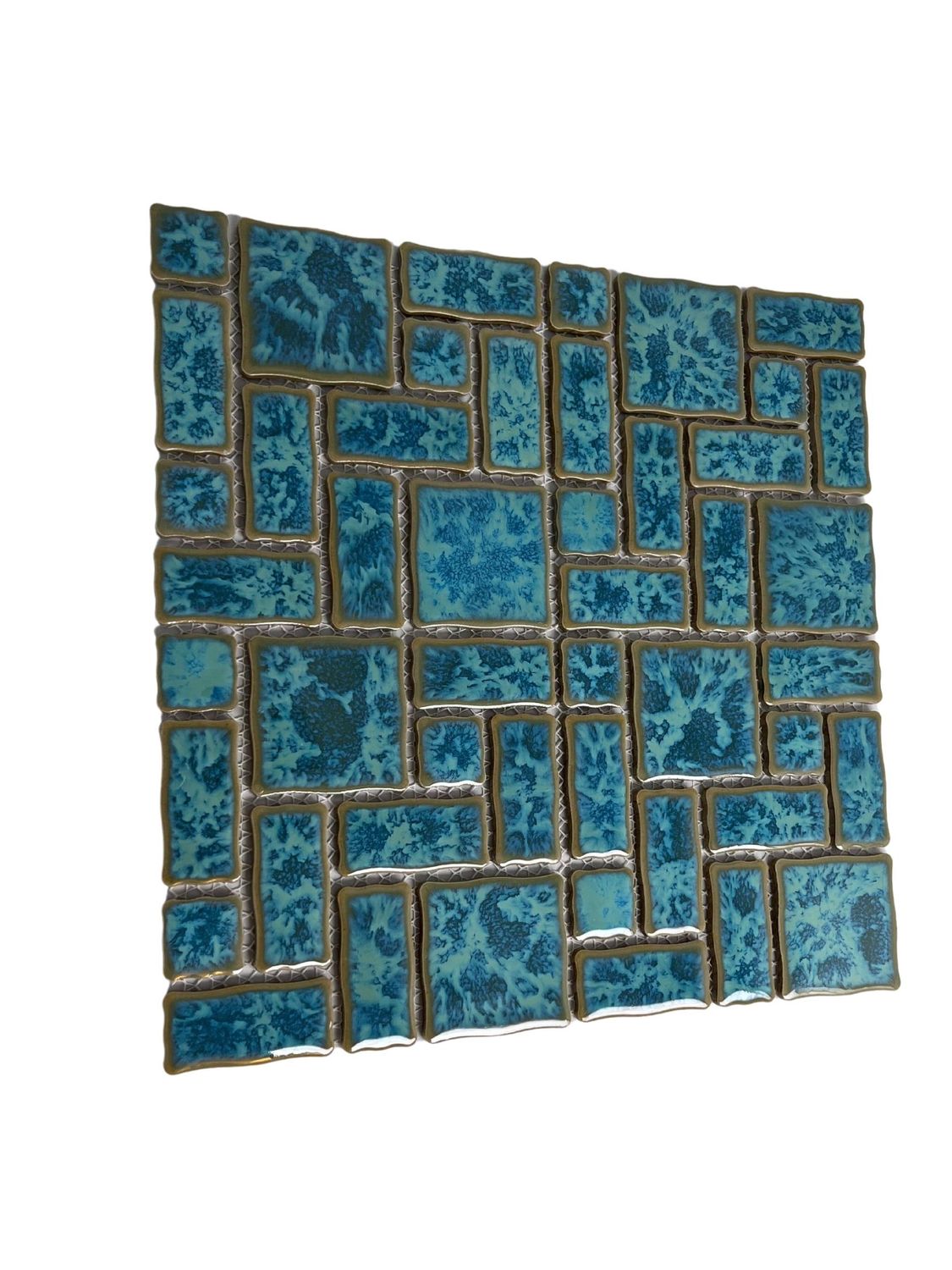 Tenedos TBHMD-RDM-PL Ocean Green Jellyfish Random Sized Porcelain Glazed Mosaic Floor and Wall Tile, Swimming