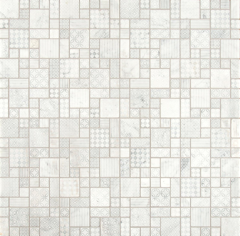 MS International TETBLA-10MM Mesh-Mounted Marble Encaustic Wall Tile (9.7 sq. ft. / case) Mosaic