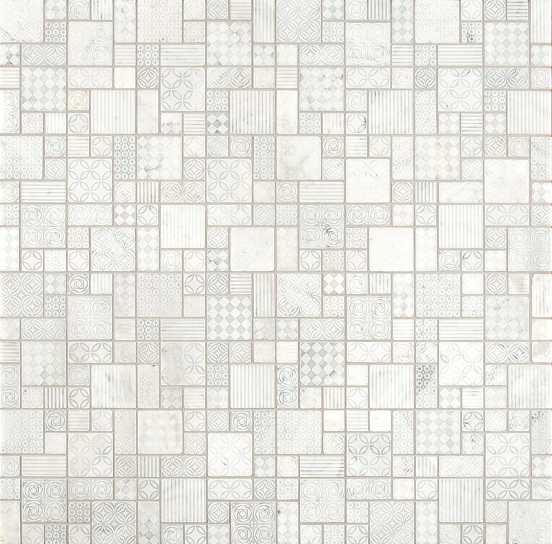 MS International TETBLA-10MM Mesh-Mounted Marble Encaustic Wall Tile (9.7 sq. ft. / case) Mosaic
