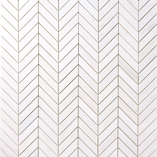 Tenedos Bianco Dolomite Chevron Mosaic Polished/Honed