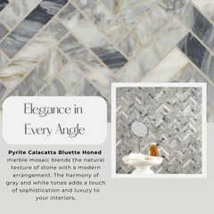 Tenedos Pyrite Calacatta Honed Marble Herringbone Mosaic Tile- 1 piece